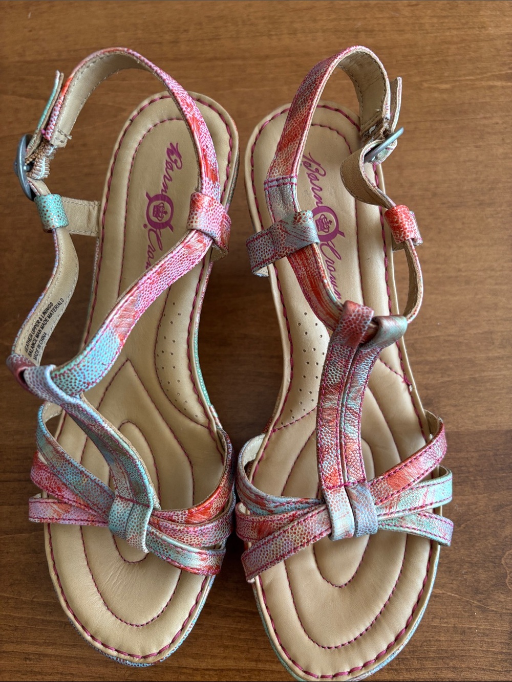 Born Multicolor Pink & Blue Strappy Sandals